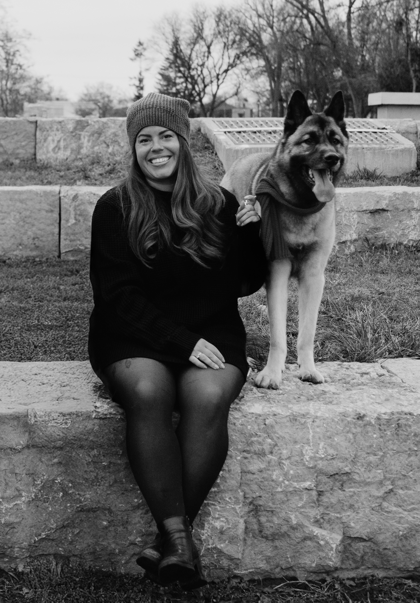 Melissa Bennett, the CEO of Ctrl + F Inc with her dog Koda